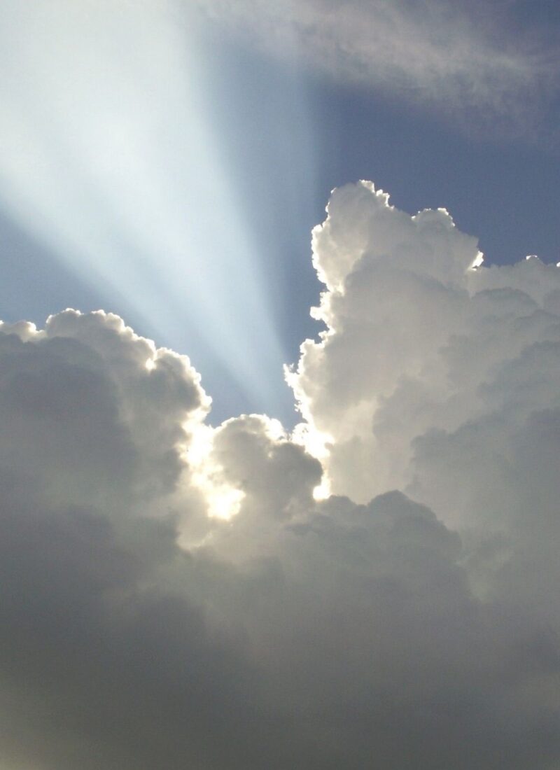 light streaming through clouds